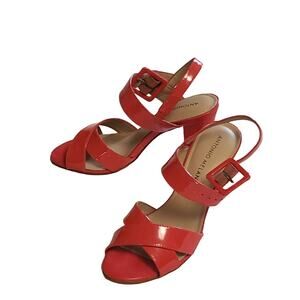 Antonio Melani Sandals 'Velma' Slingback Chunky Heels, Bright Red / Coral 6M